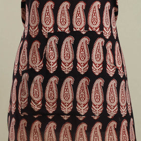 Black Bagh Block Print Cotton Apron with Pocket