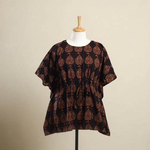 Buy Black Bagh Block Print Cotton Kaftan 