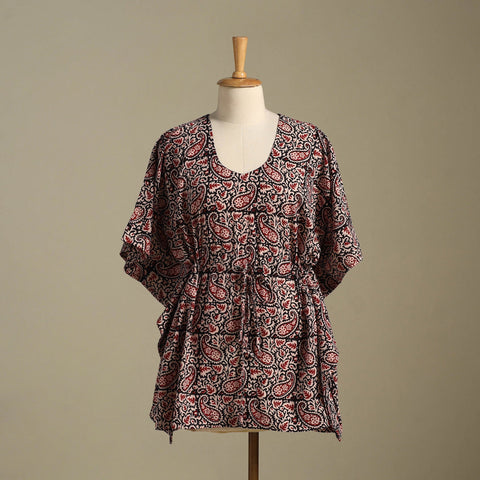Black Bagh Block Print Cotton Kaftan (Short)