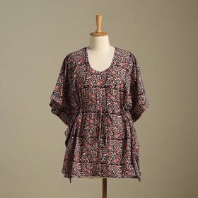 Black Bagh Block Print Cotton Kaftan (Short)