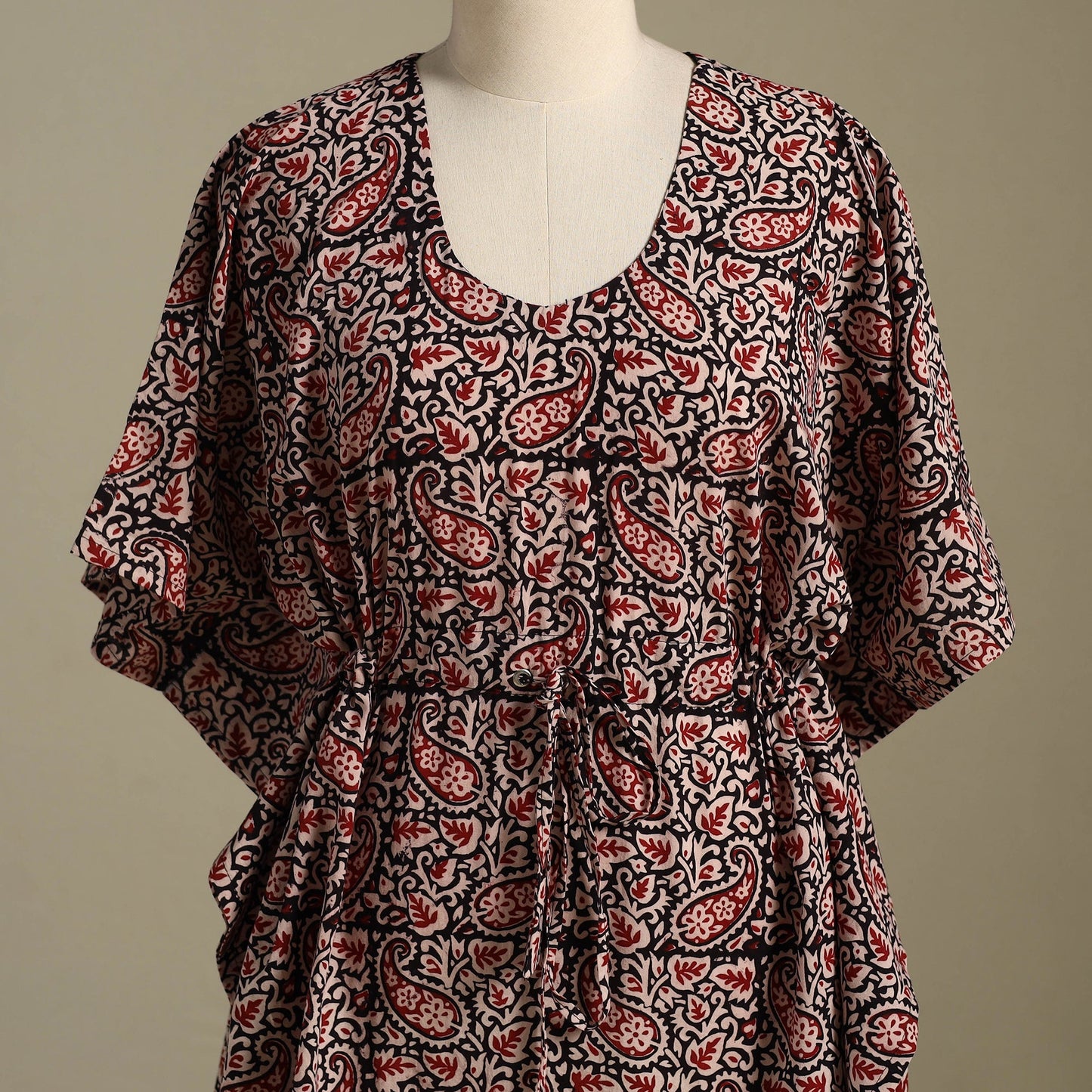 Black Bagh Block Print Cotton Kaftan (Short)