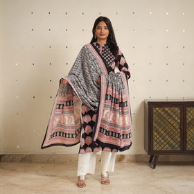 Black - bagh cotton suit set (set of 2) 01 - handcrafted