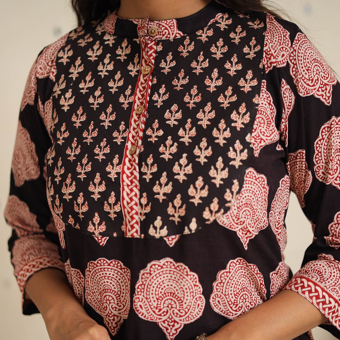 Black - bagh cotton suit set (set of 2) 01 - handcrafted