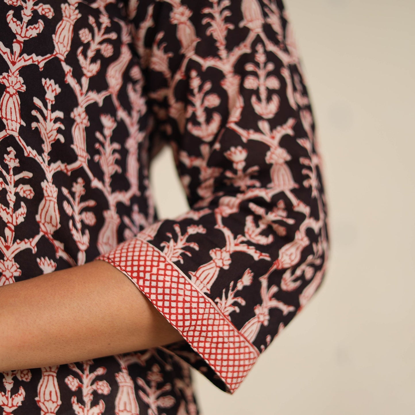 Black - bagh cotton suit set (set of 2) 03 - handcrafted