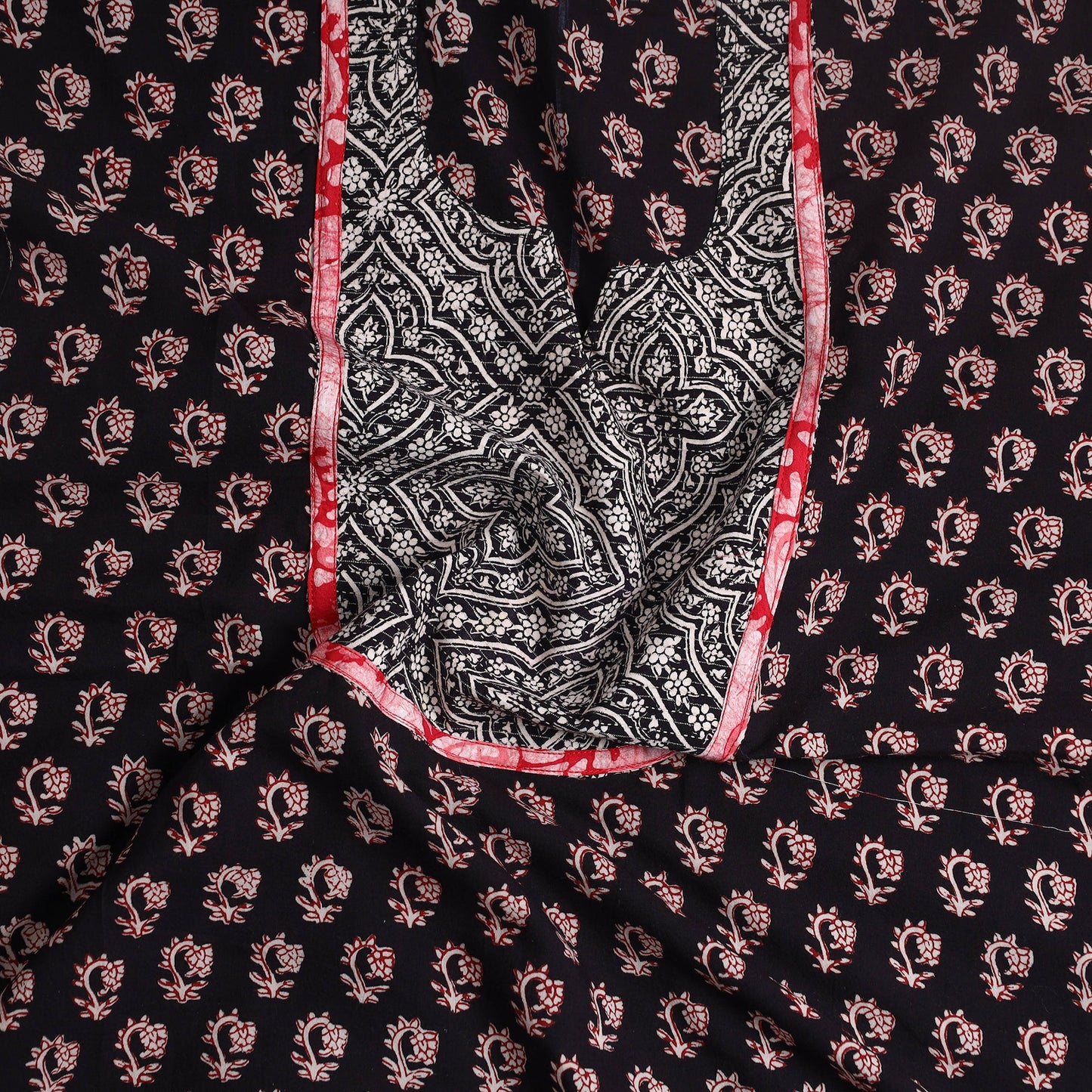 Black - bagh cotton unstitched kurta material