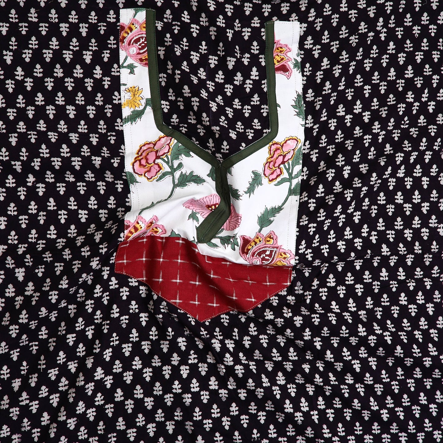 Black - bagh cotton unstitched kurta material