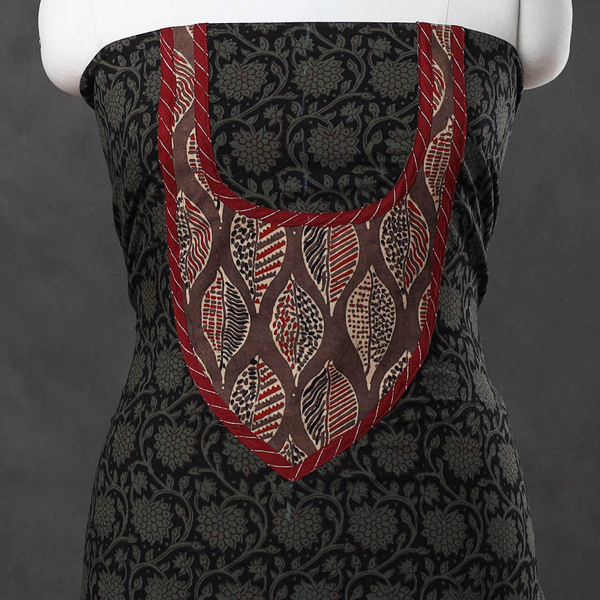 Black - bagh cotton unstitched kurta material