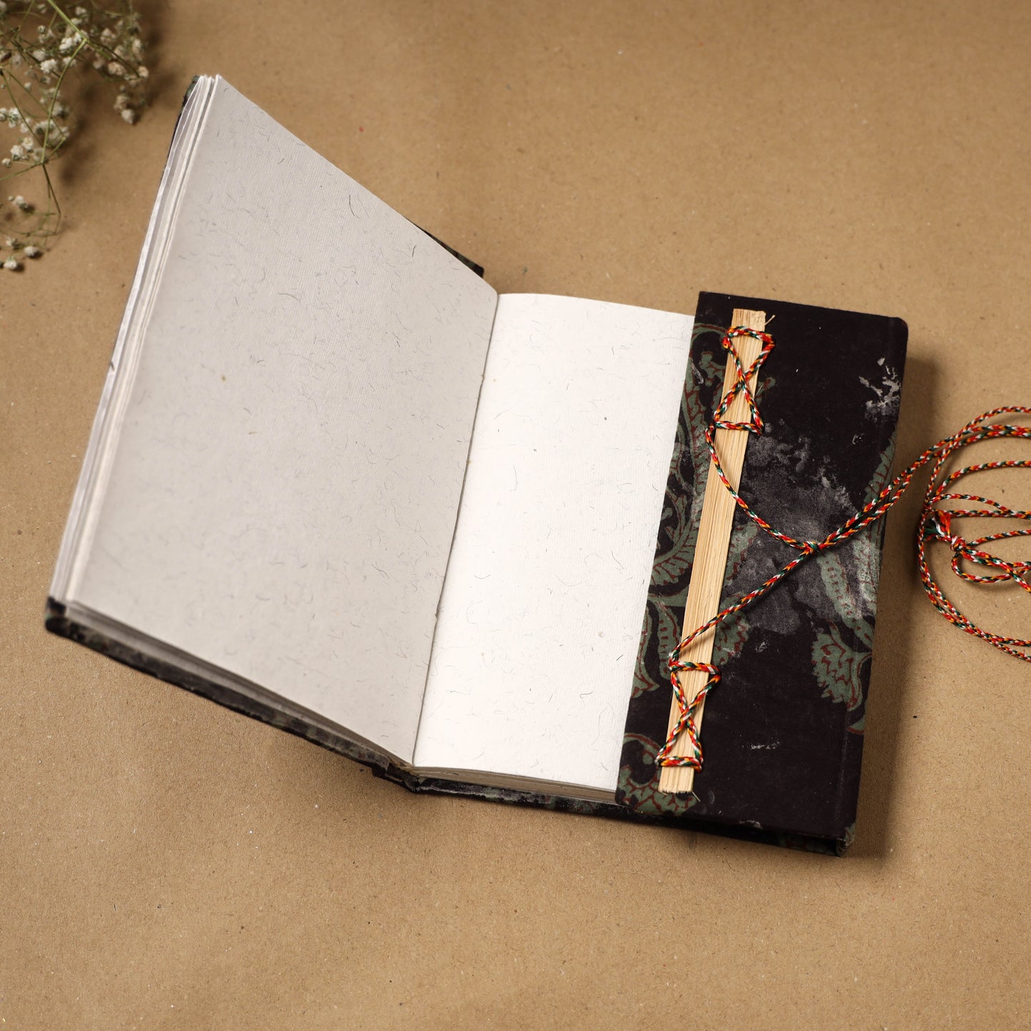 Bagh fabric cover handmade paper notebook with thread lock