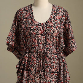 Black Bagh Block Print Cotton Kaftan (Short)