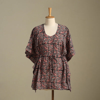 Black Bagh Block Print Cotton Kaftan (Short)