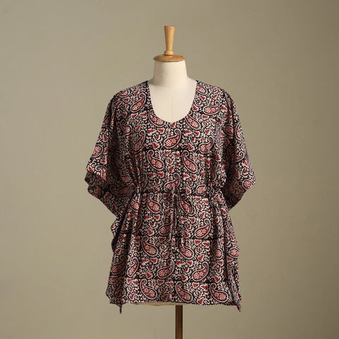 Black Bagh Block Print Cotton Kaftan (Short)