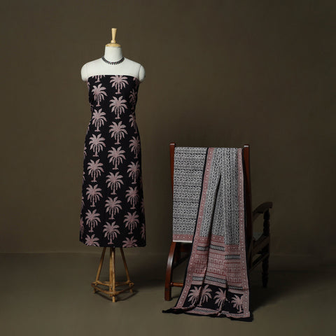 Bagh hand block print natural dyed cotton 3pc unstitched