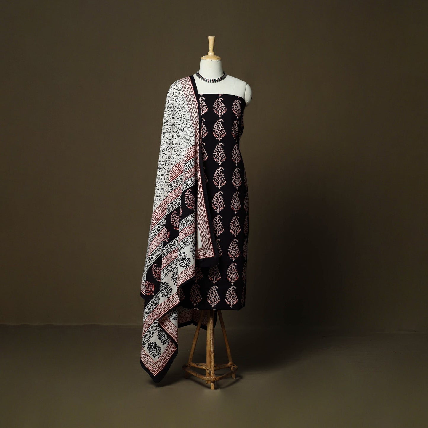 Bagh hand block print natural dyed cotton 3pc unstitched