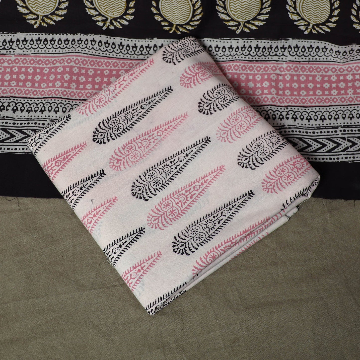 Bagh hand block print natural dyed cotton 3pc unstitched