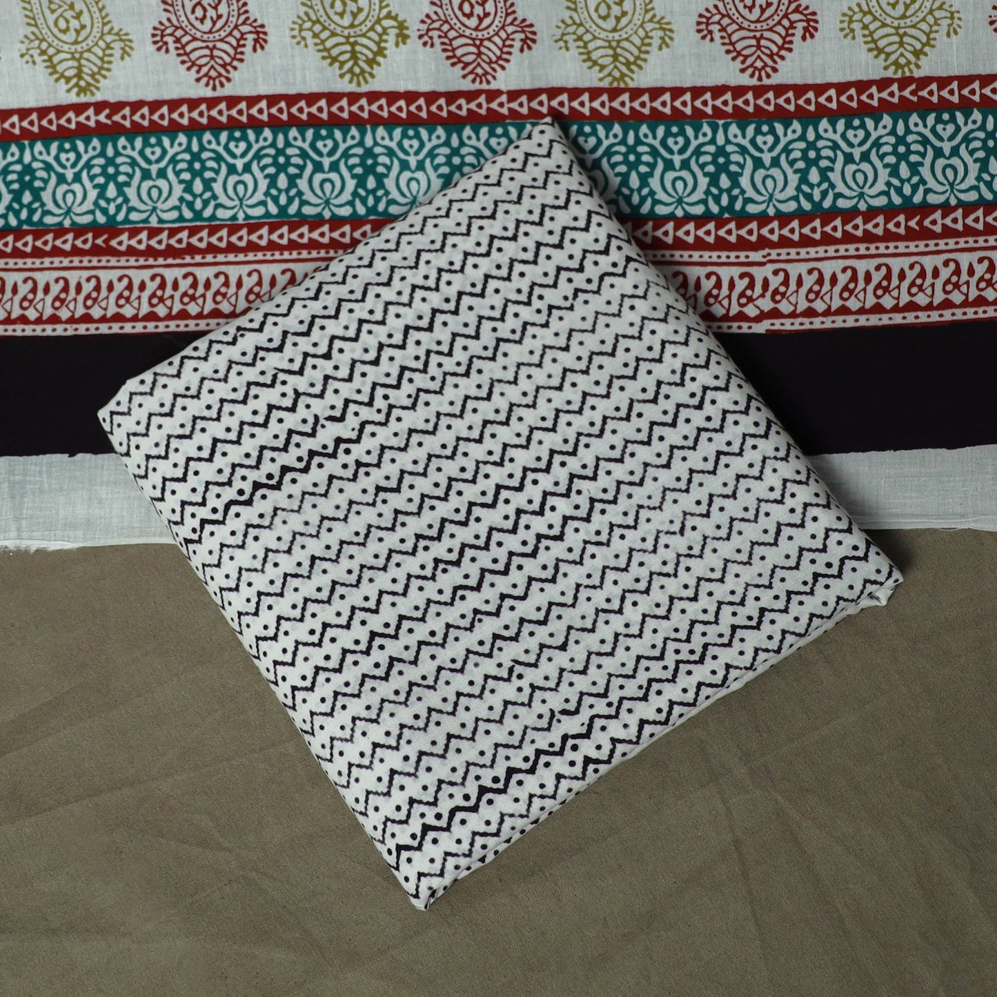 Bagh hand block print natural dyed cotton 3pc unstitched