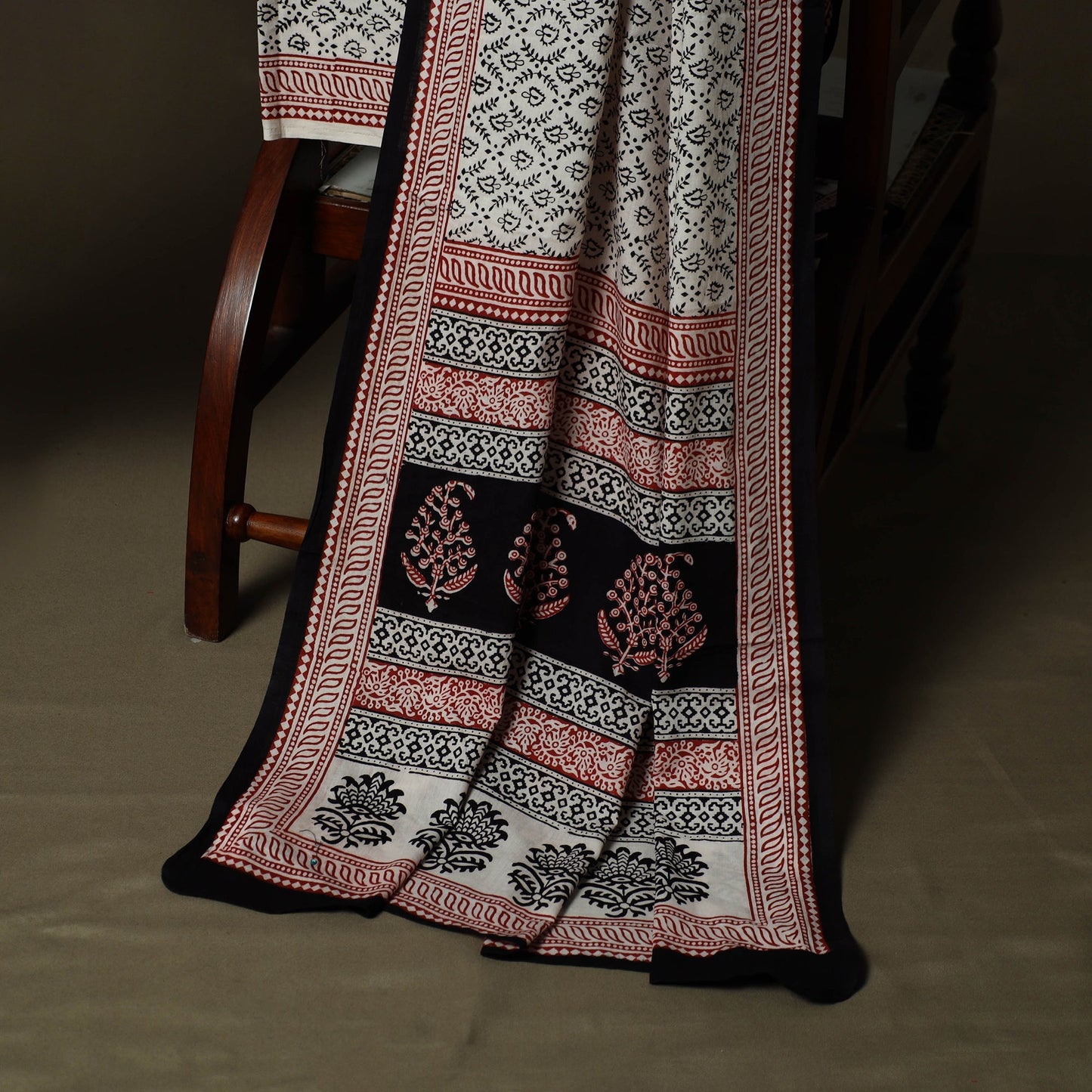 Bagh hand block print natural dyed cotton 3pc unstitched
