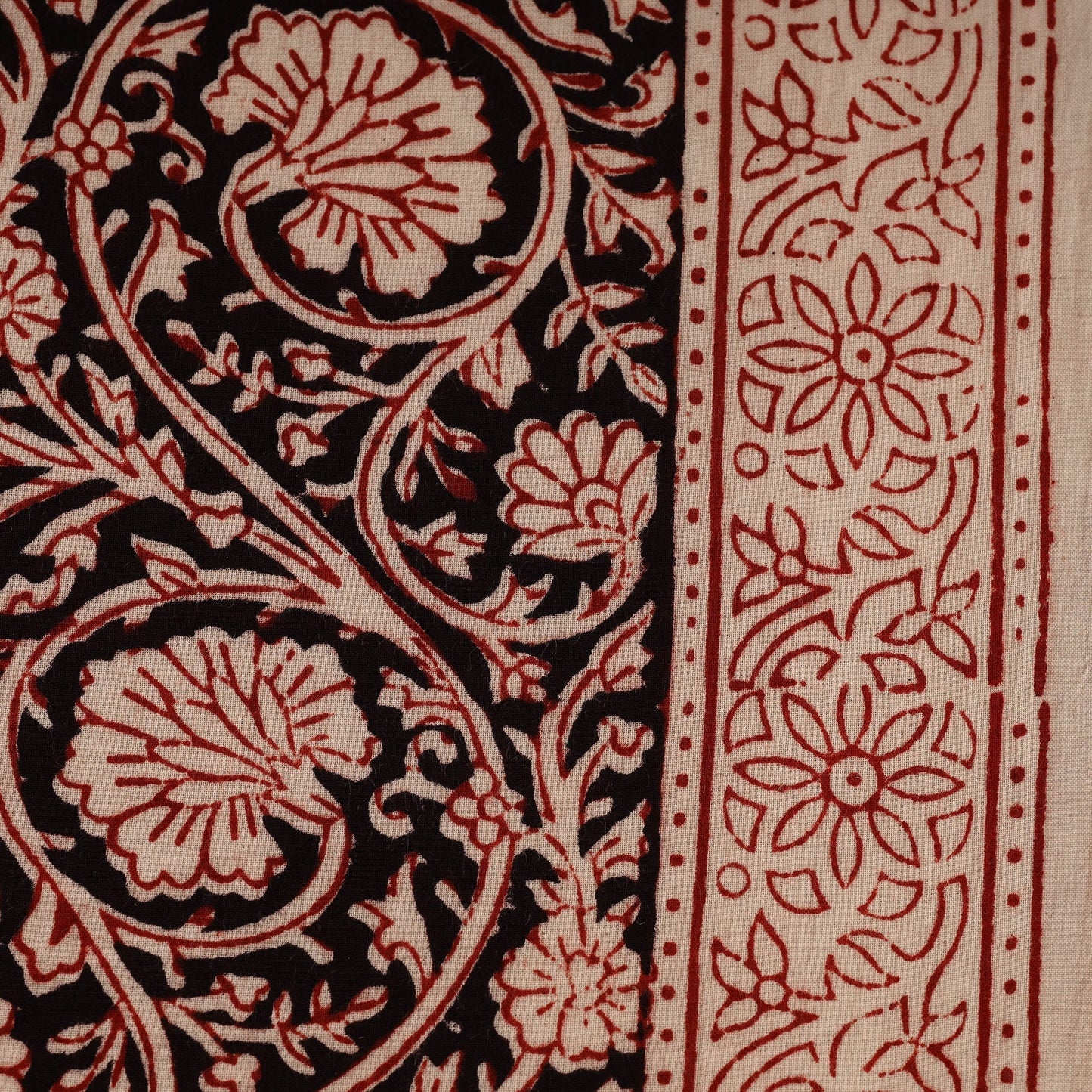 Brown - natural dyed cotton hand bagh fabric 17
