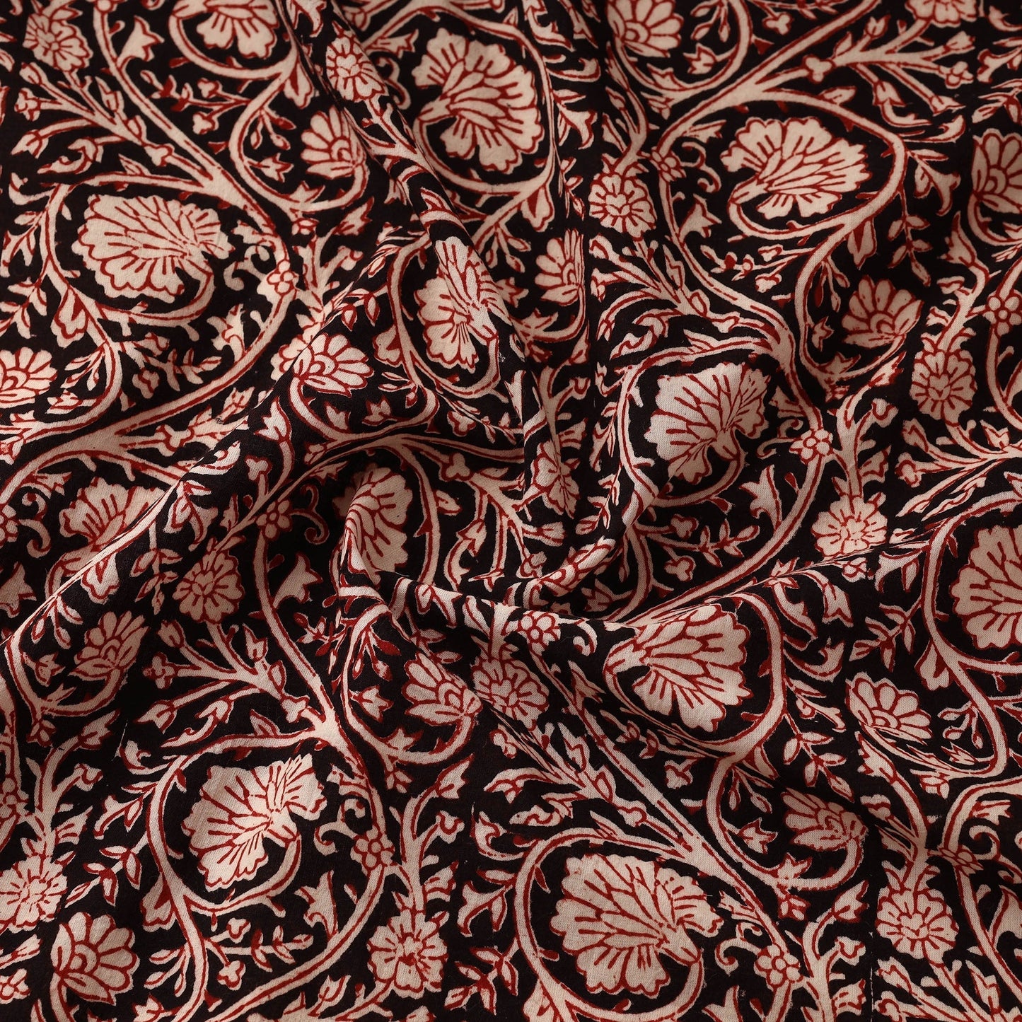 Brown - natural dyed cotton hand bagh fabric 17