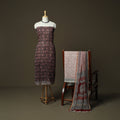 Bagh hand block print natural dyed kota doria cotton 3pc