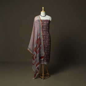Bagh hand block print natural dyed kota doria cotton 3pc