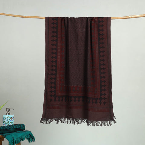 Black - bagh hand cotton handloom towel 16 - handcrafted