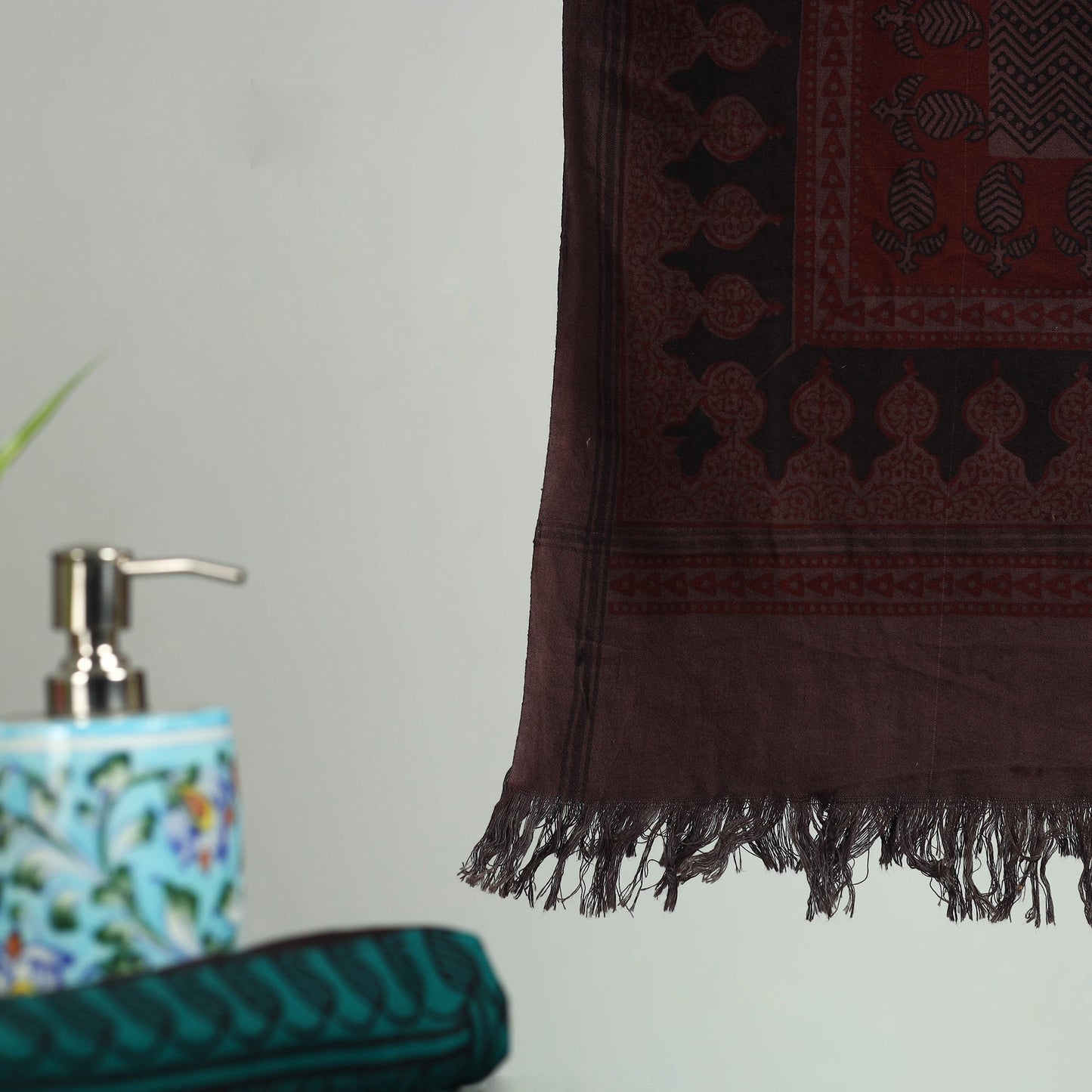 Black - bagh hand cotton handloom towel 16 - handcrafted