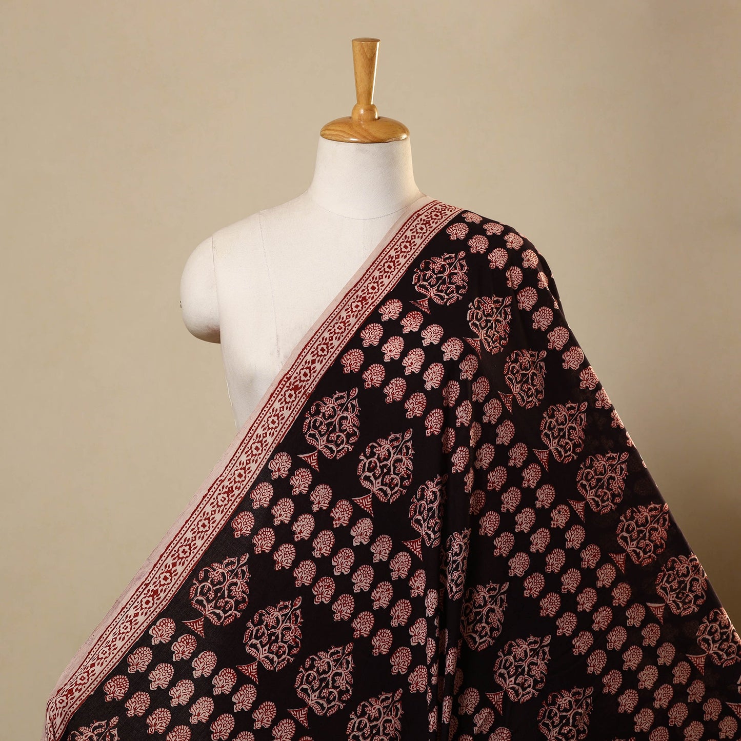 Red Bagh Hand Block Print Natural Dyed Cotton Fabric