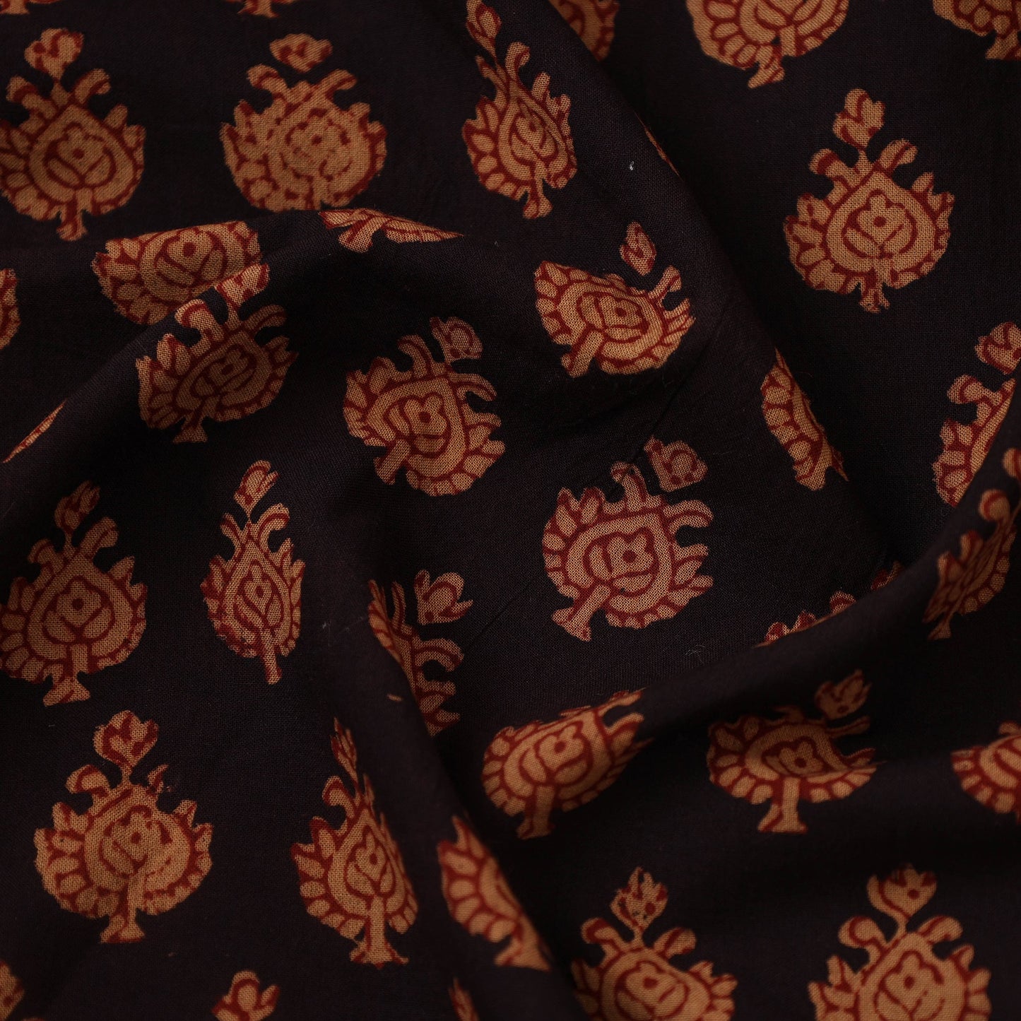 Black - bagh hand natural dyed cotton fabric 08