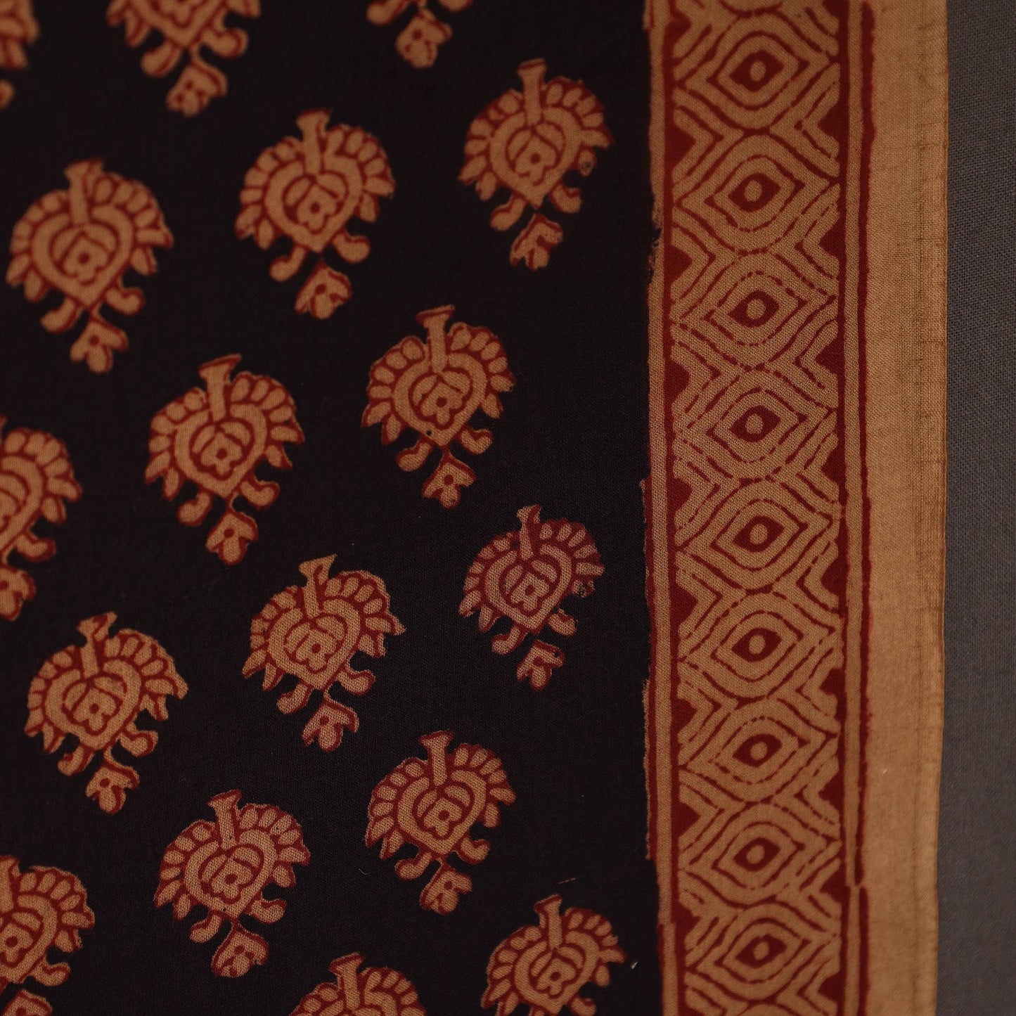 Black - bagh hand natural dyed cotton fabric 08