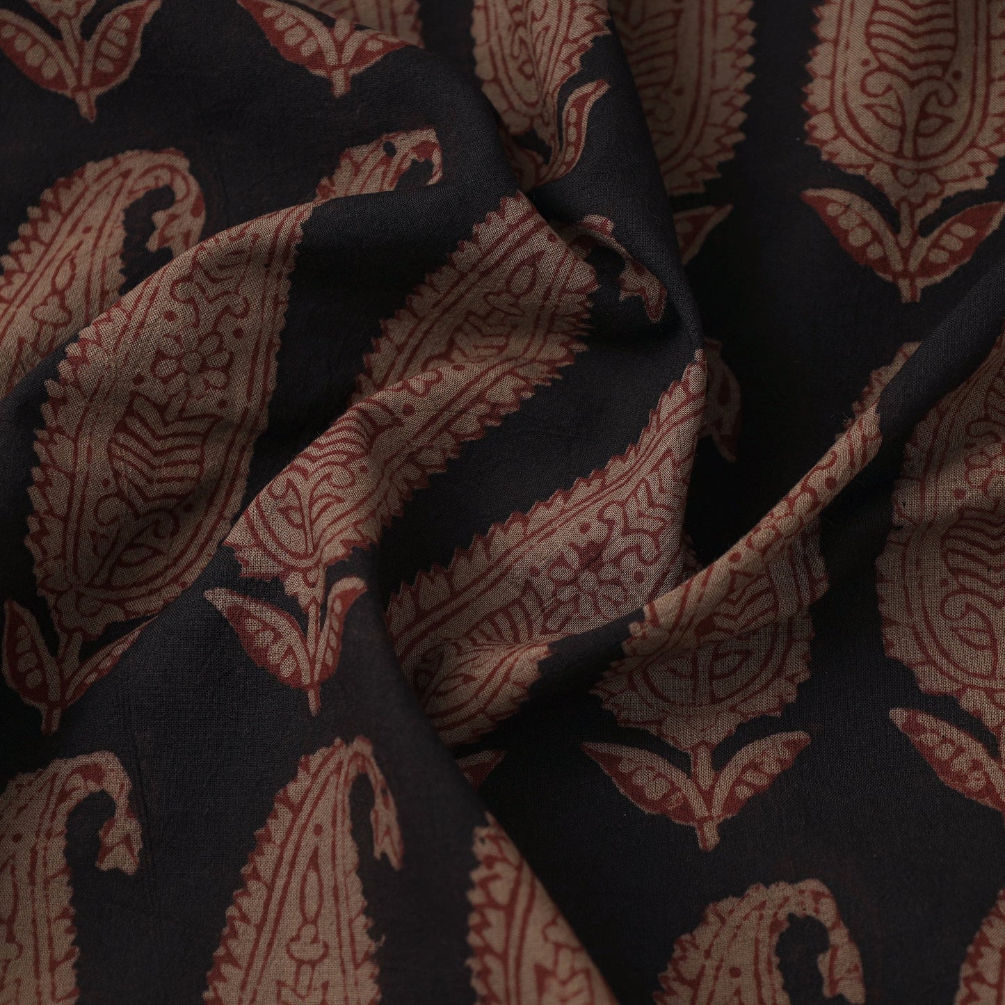 Brown Bagh Hand Block Print Natural Dyed Cotton Fabric