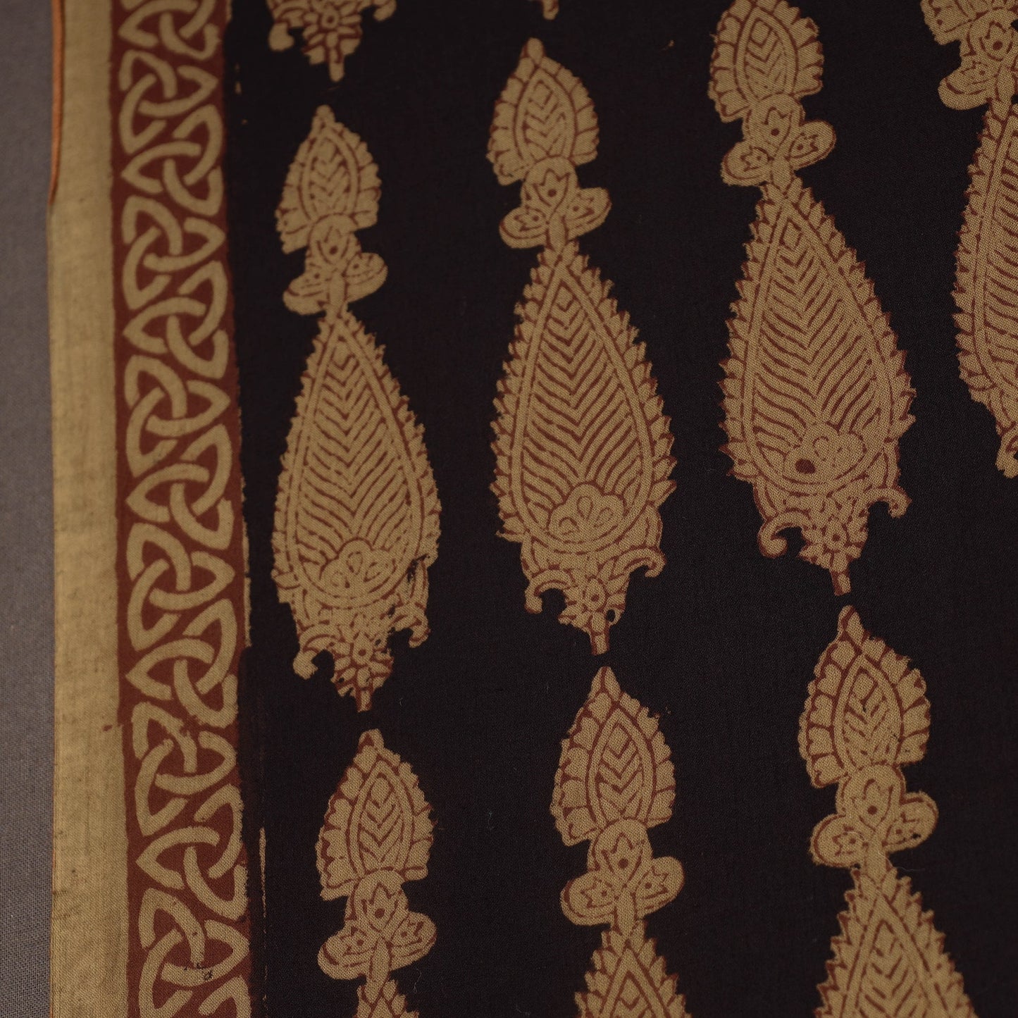 Brown Bagh Hand Block Print Natural Dyed Cotton Fabric