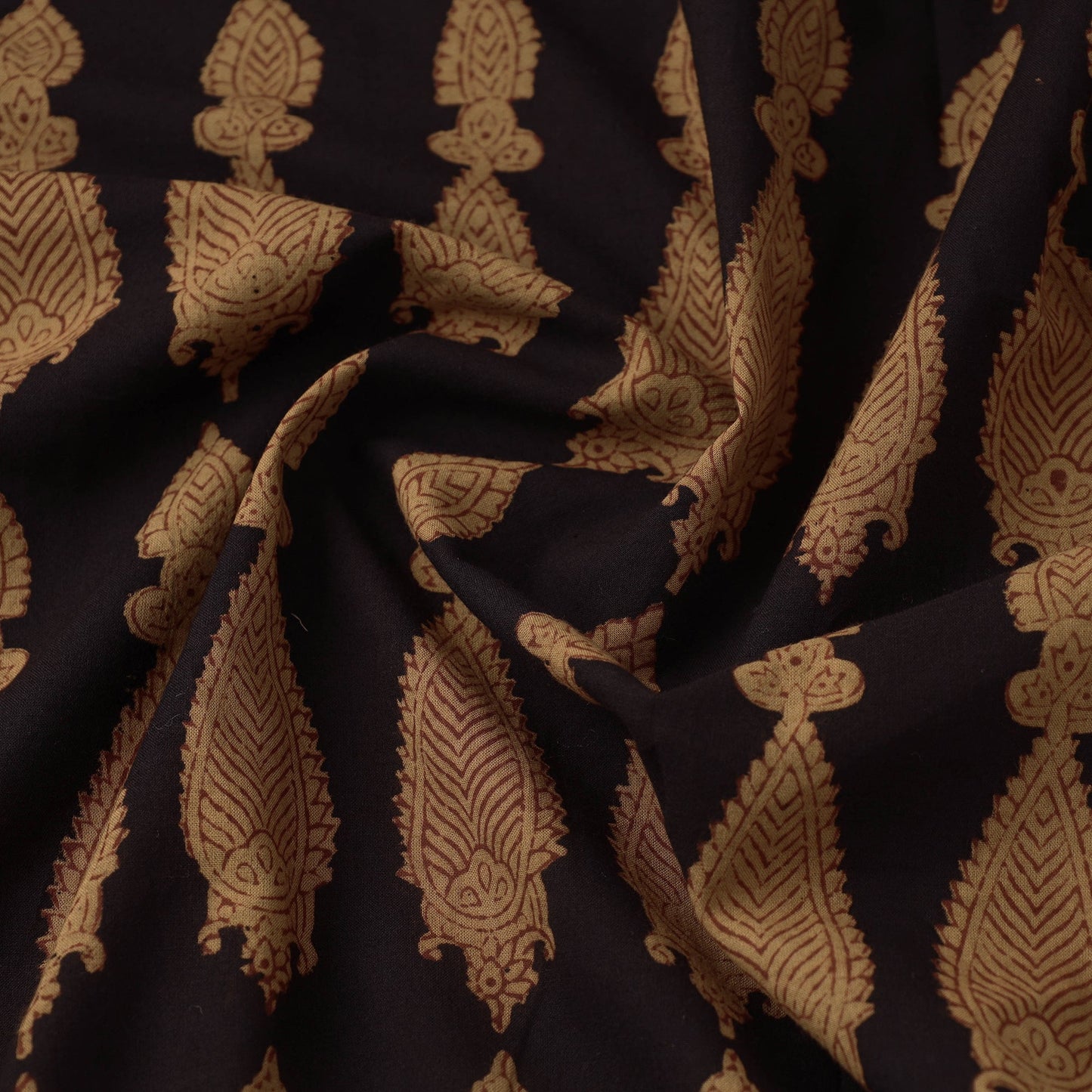 Brown Bagh Hand Block Print Natural Dyed Cotton Fabric