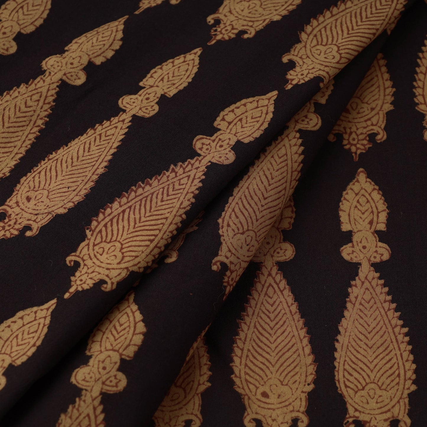 Brown Bagh Hand Block Print Natural Dyed Cotton Fabric