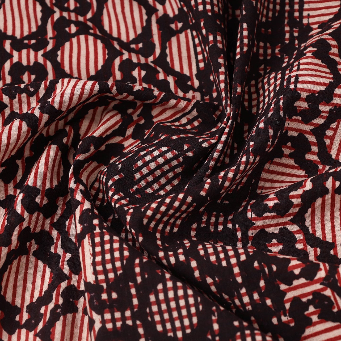 Black Bagh Hand Block Print Natural Dyed Cotton Fabric