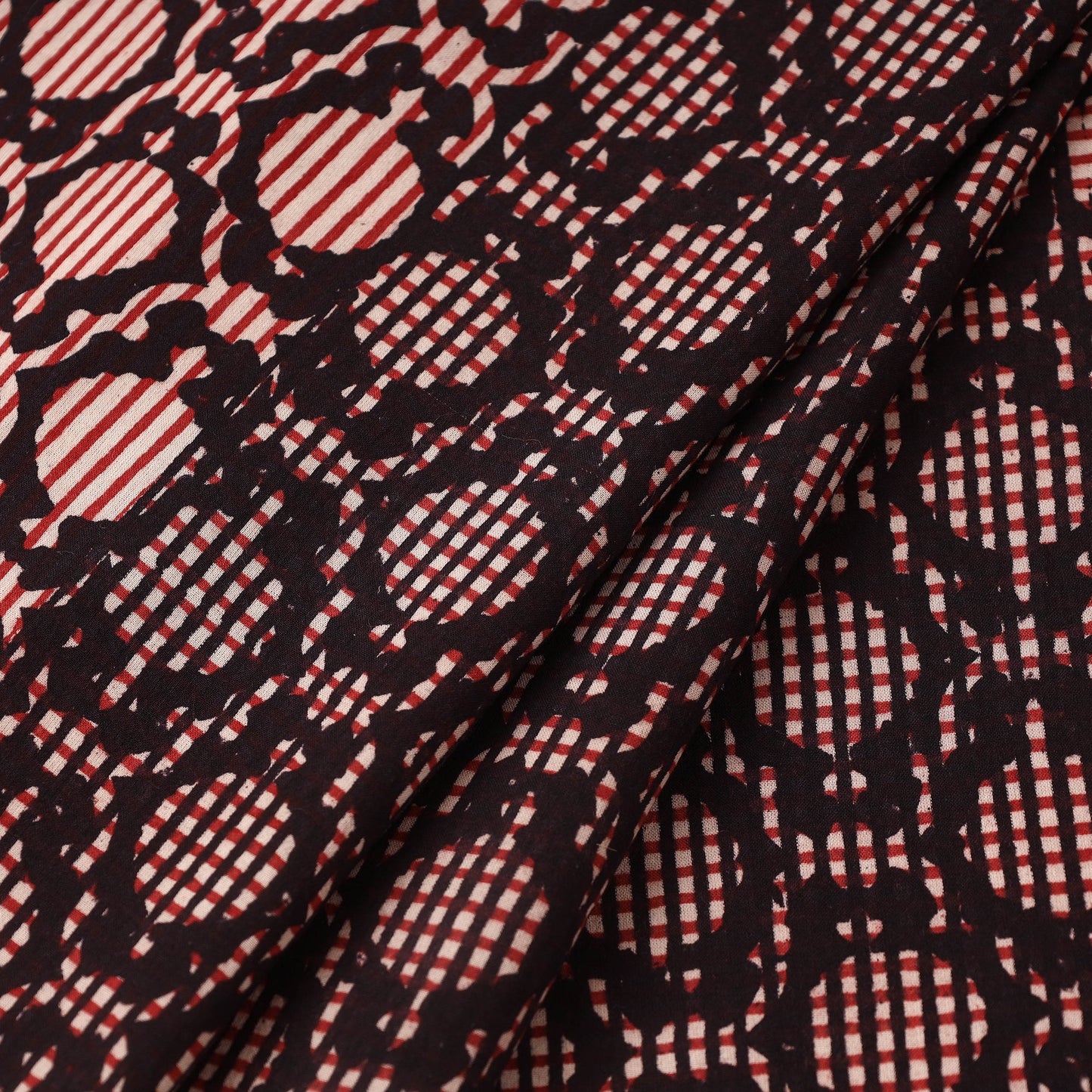 Black Bagh Hand Block Print Natural Dyed Cotton Fabric