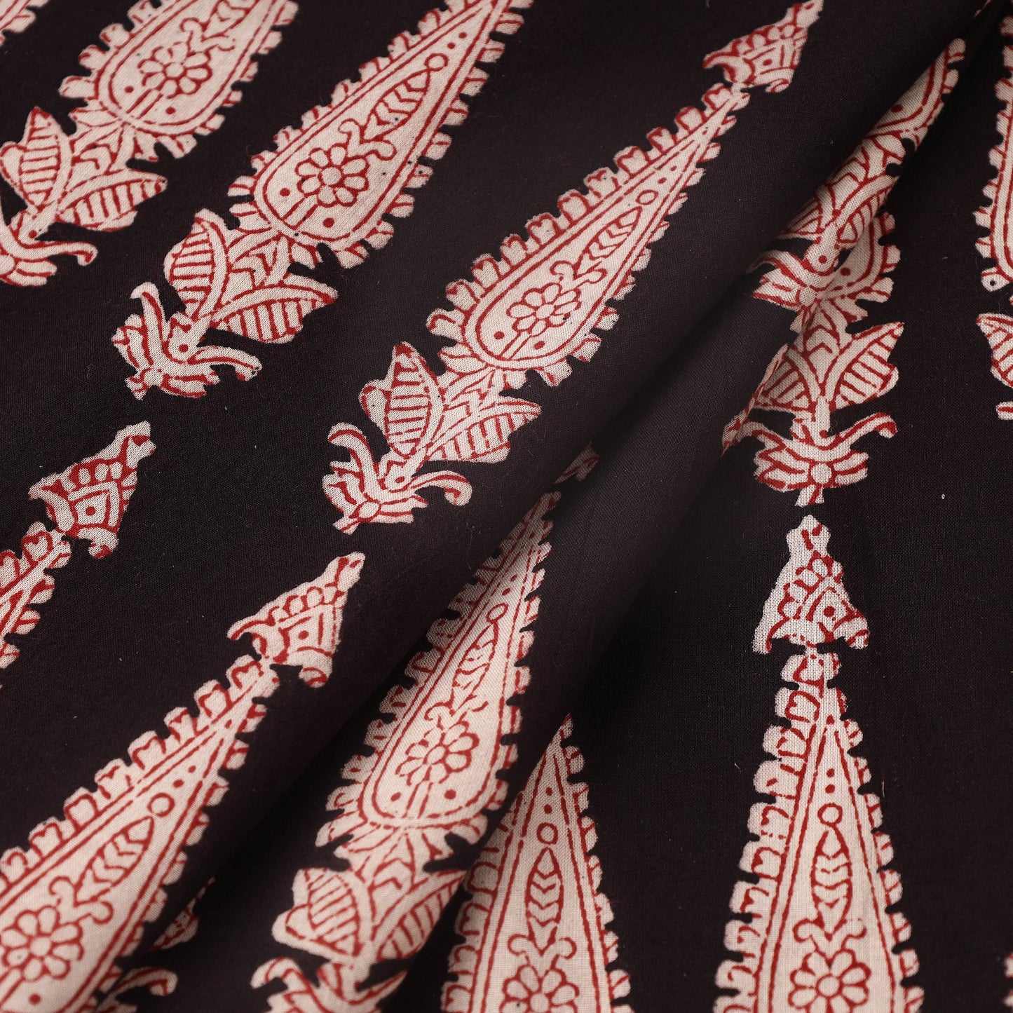 Red Bagh Hand Block Print Natural Dyed Cotton Fabric