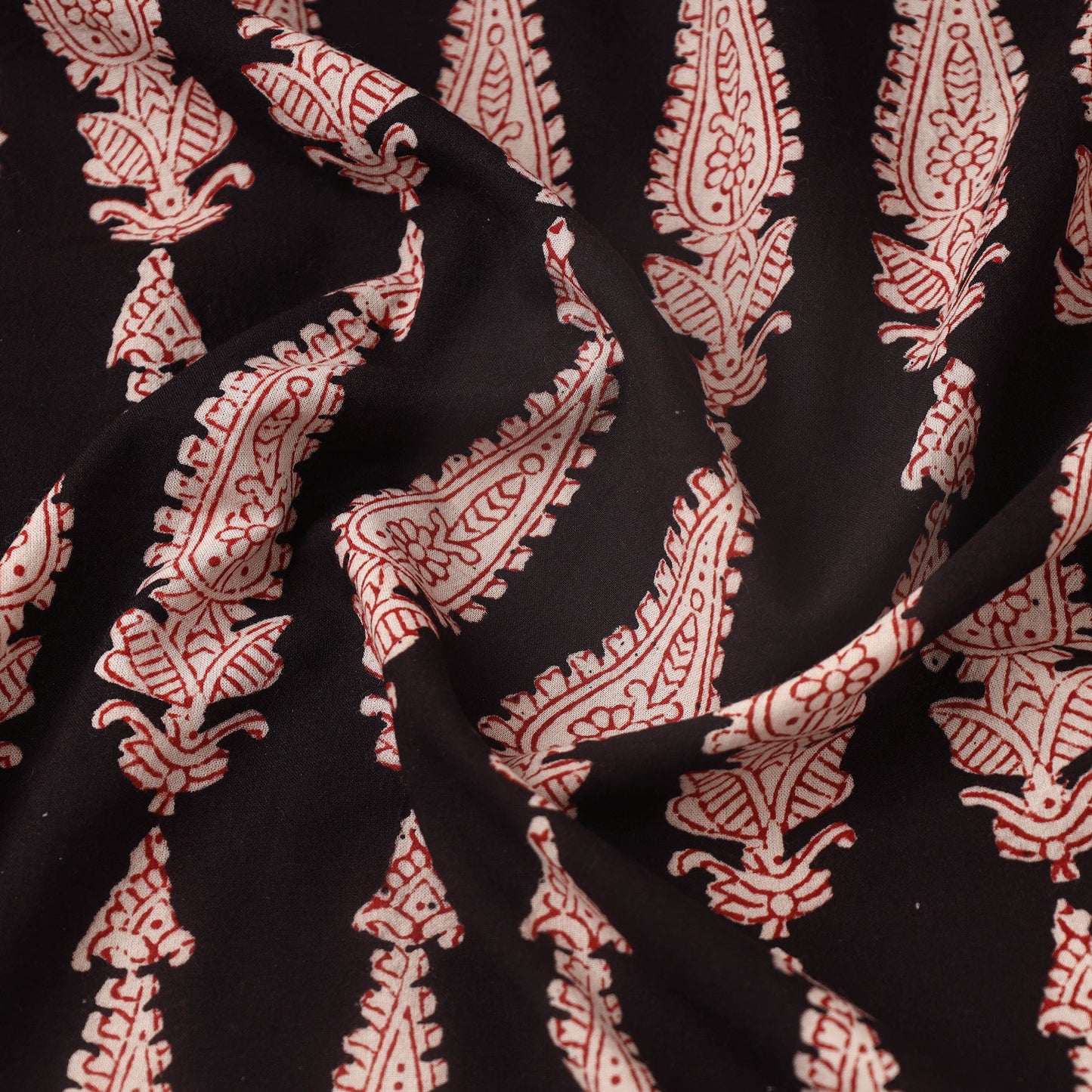 Red Bagh Hand Block Print Natural Dyed Cotton Fabric