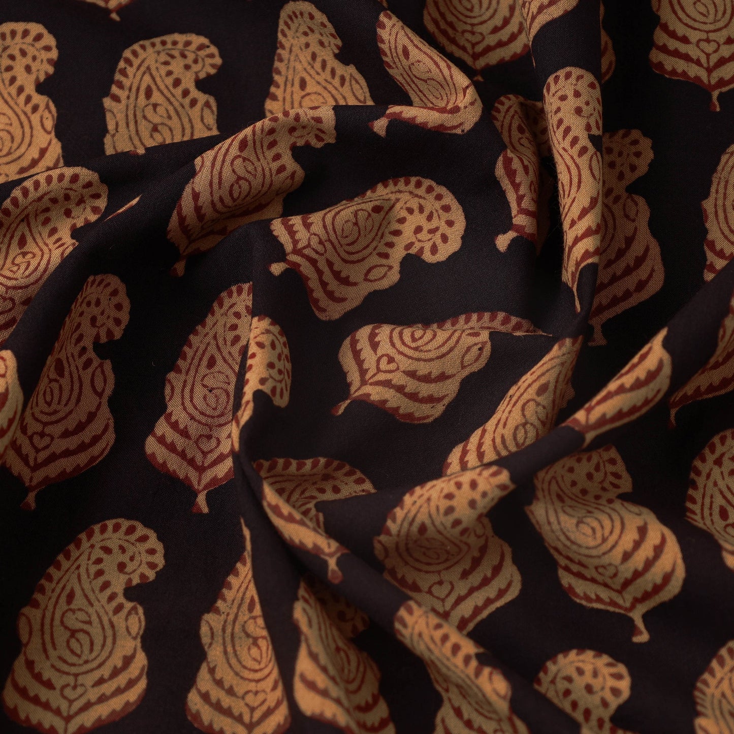 Brown Bagh Hand Block Print Natural Dyed Cotton Fabric