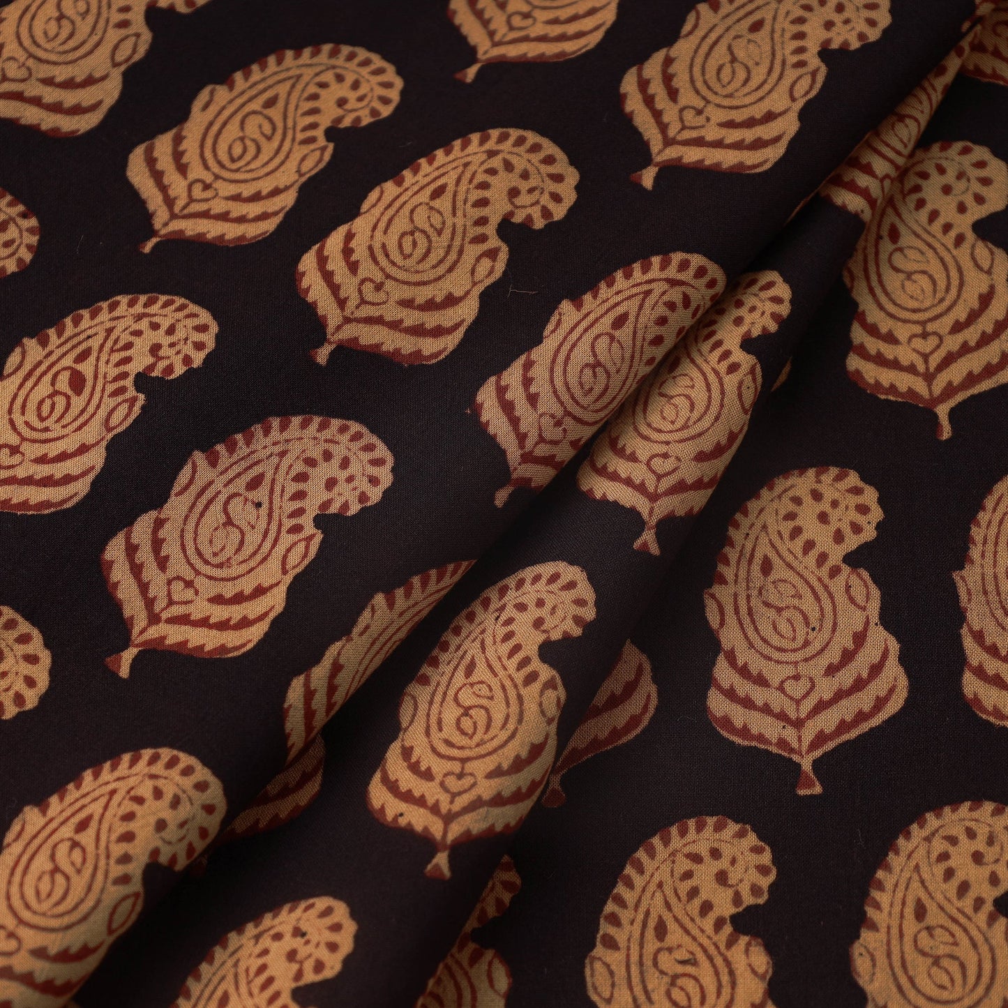 Brown Bagh Hand Block Print Natural Dyed Cotton Fabric