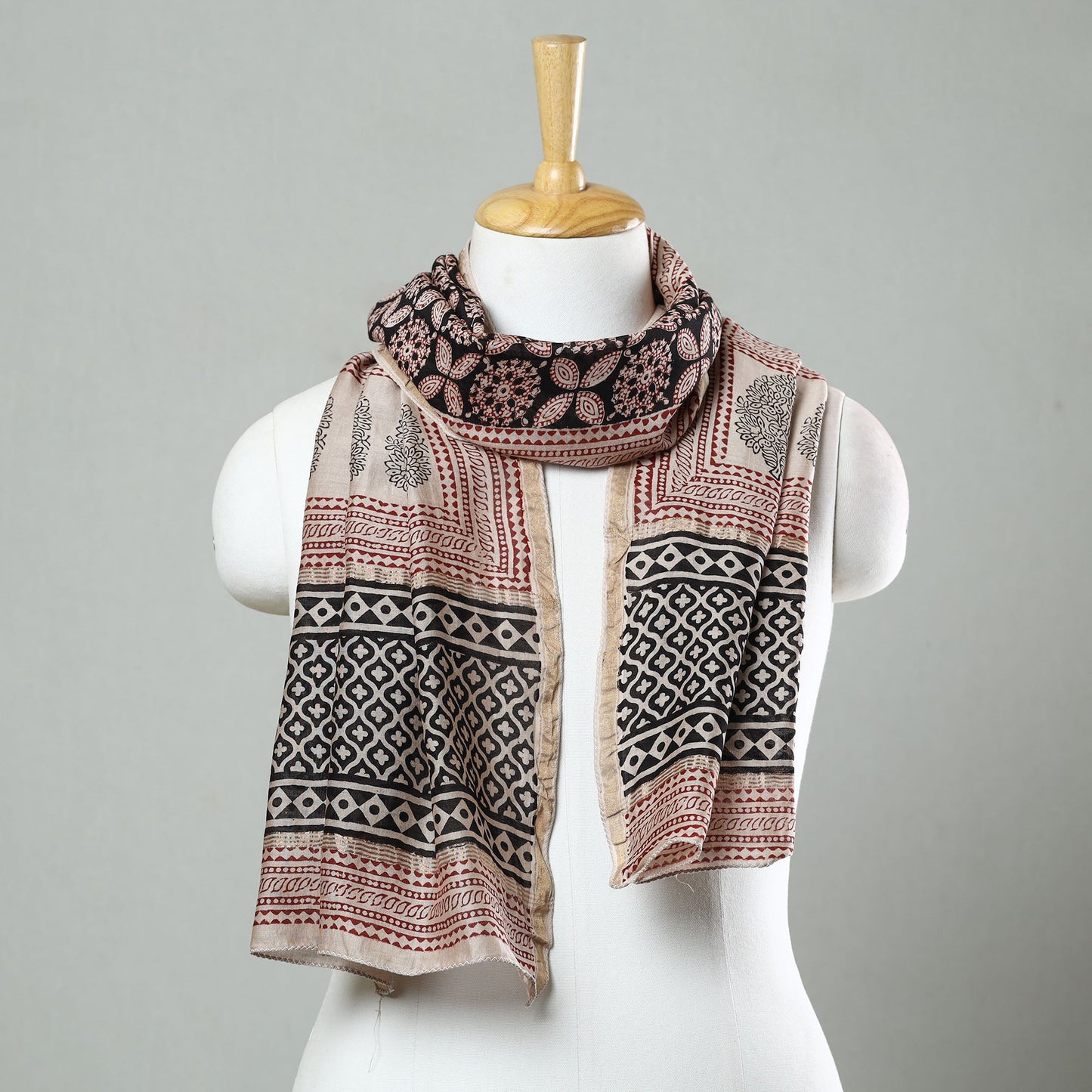 Black Bagh Hand Block Printed Chanderi Silk Stole