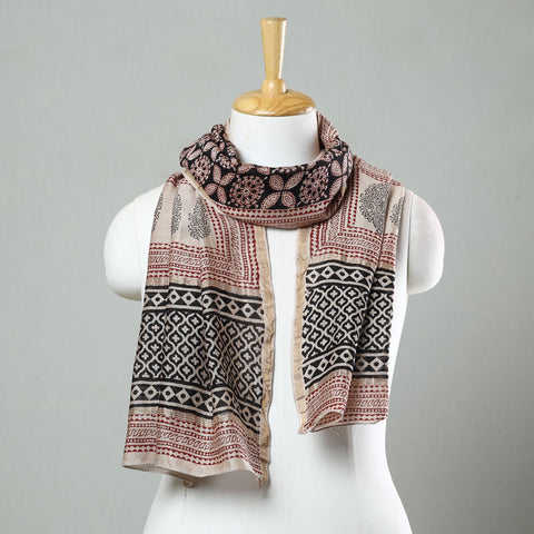 Black Bagh Hand Block Printed Chanderi Silk Stole