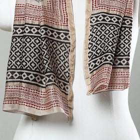Black Bagh Hand Block Printed Chanderi Silk Stole