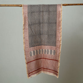 Black Bagh Hand Block Printed Chanderi Silk Stole