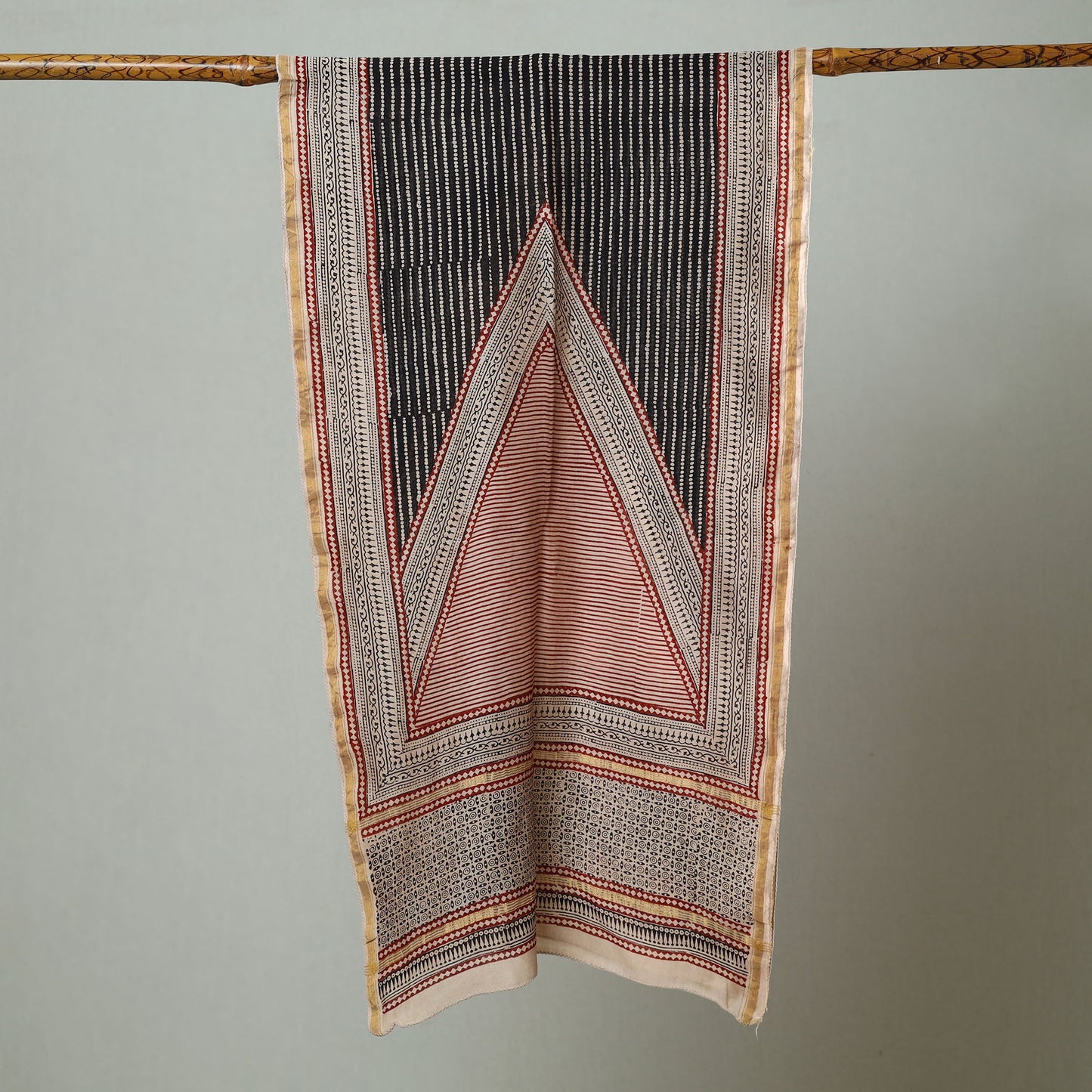Black Bagh Hand Block Printed Chanderi Silk Stole
