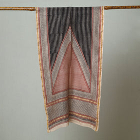 Black Bagh Hand Block Printed Chanderi Silk Stole