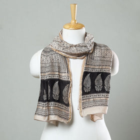 Black Bagh Hand Block Printed Chanderi Silk Stole 