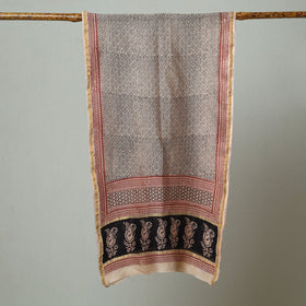 Black - Bagh Hand Block Printed Chanderi Silk Stole 20
