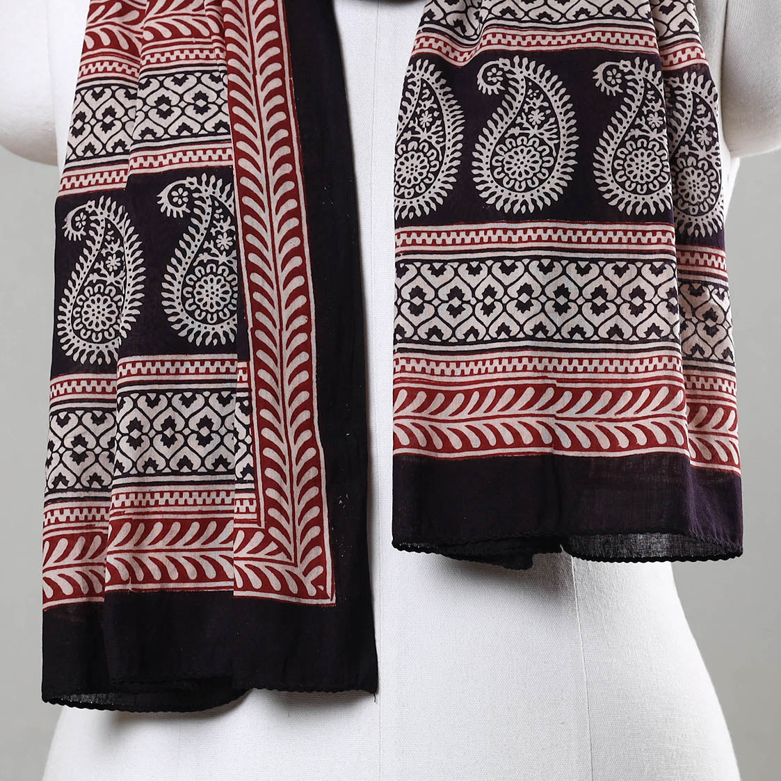 Black Bagh Hand Block Printed Cotton Stole 