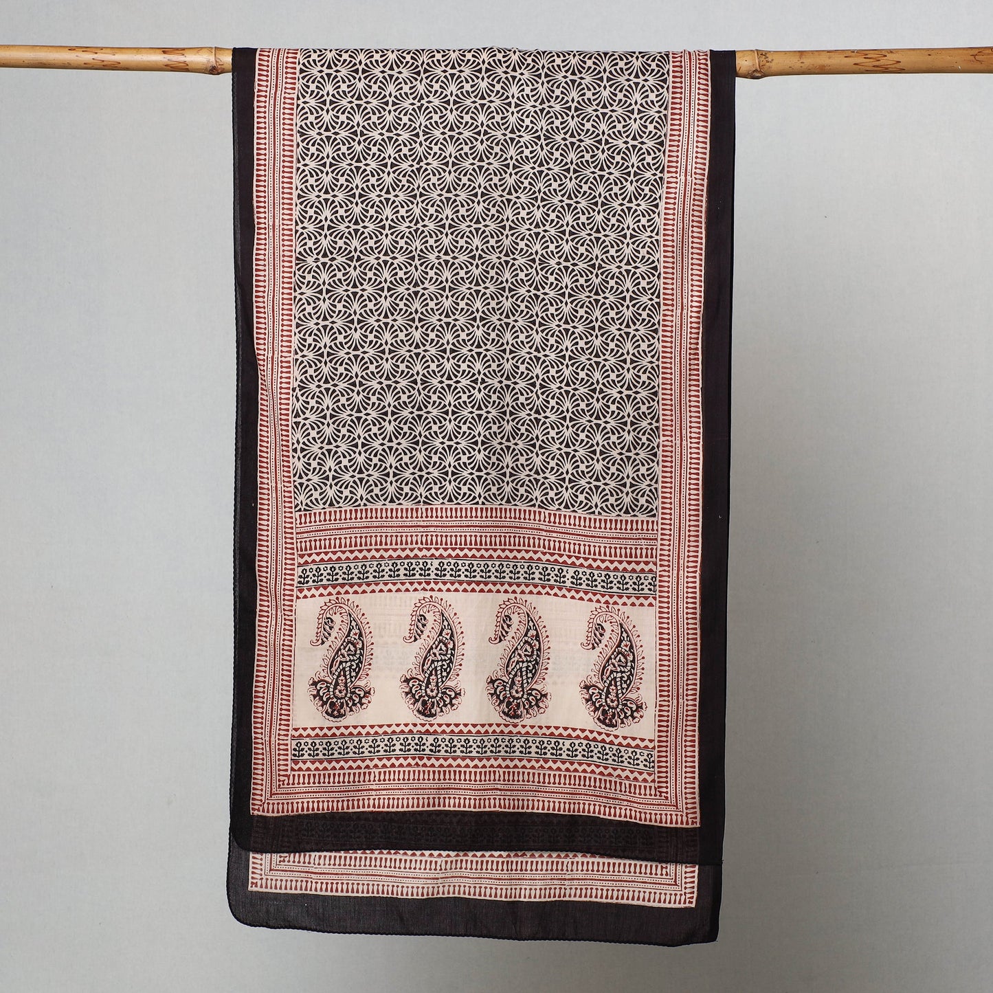 Black Bagh Hand Block Printed Cotton Stole 