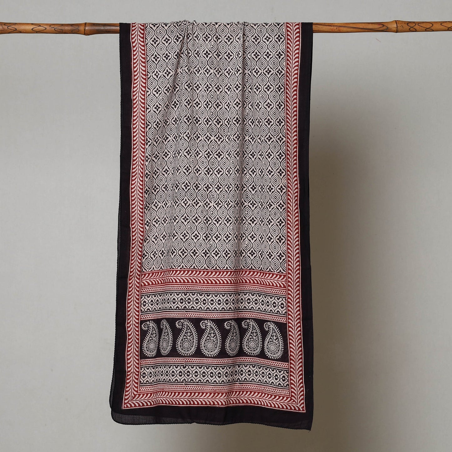 Black Bagh Hand Block Printed Cotton Stole 
